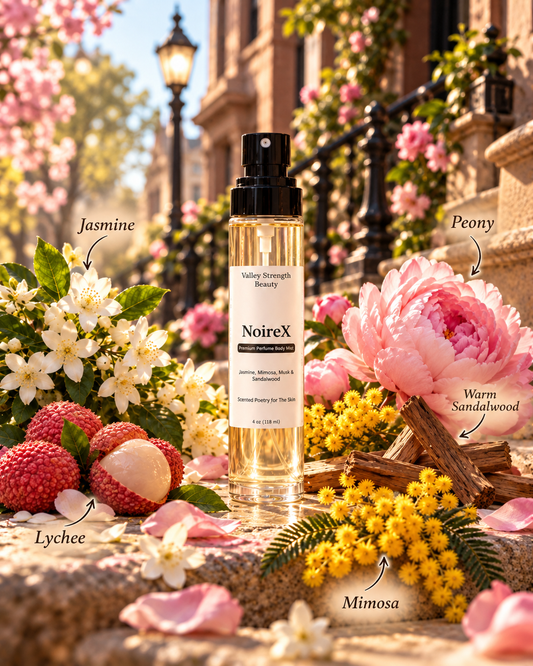 NOIRÉX fragrance notes jasmine mimosa sandalwood and soft musk