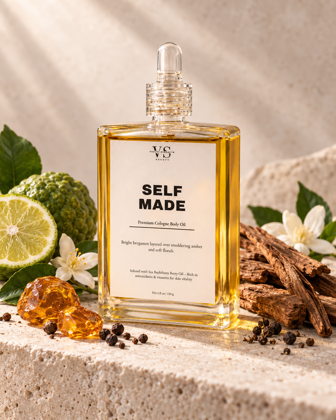 SELF MADE cologne body oil inspired by YSL MYSLF Eau de Parfum, a moisturizing woody floral men’s fragrance oil.