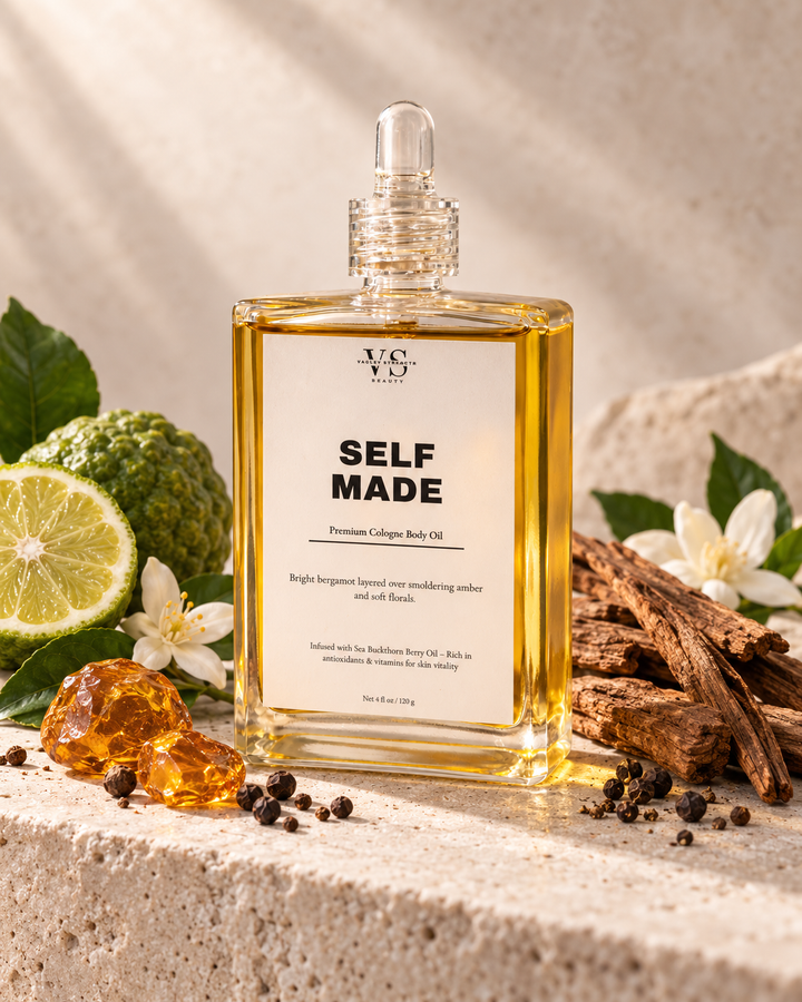 SELF MADE cologne body oil inspired by YSL MYSLF Eau de Parfum, a moisturizing woody floral men’s fragrance oil.