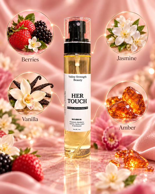 HER TOUCH fragrance notes berries violet jasmine amber and warm musk