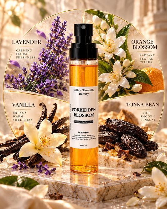 FORBIDDEN BLOSSOM fragrance notes lavender orange blossom and warm amber