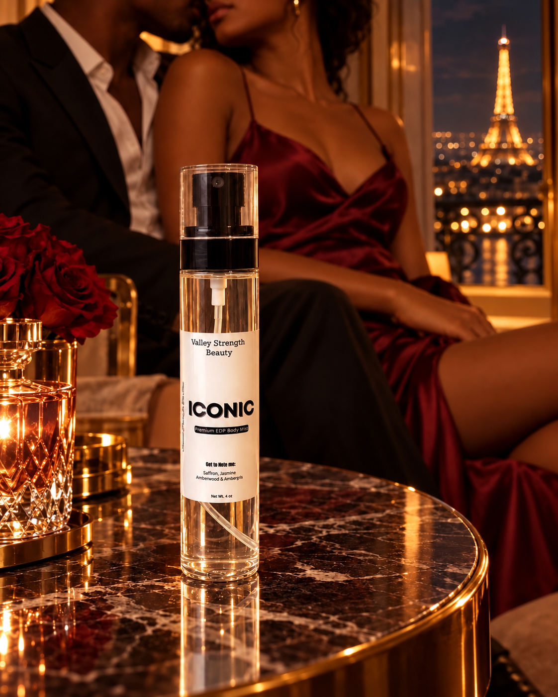 ICONIC luxury amber fragrance body spray by Valley Strength Beauty